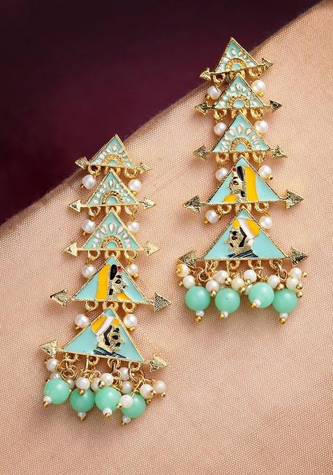 Green Gold Plated Classic Drop Earrings