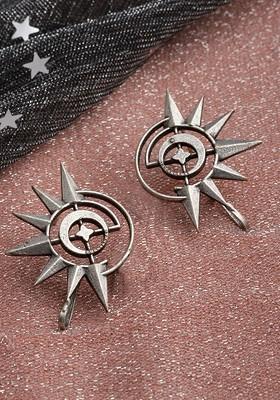 Silver Toned Contemporary Studs Earrings