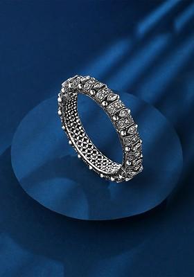 Women Brass Silver Plated Bangle Style Bracelet