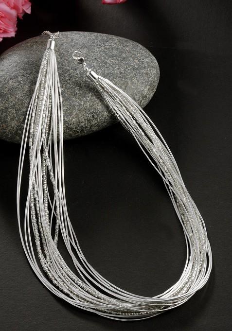 Women Silver Plated Layered Necklace