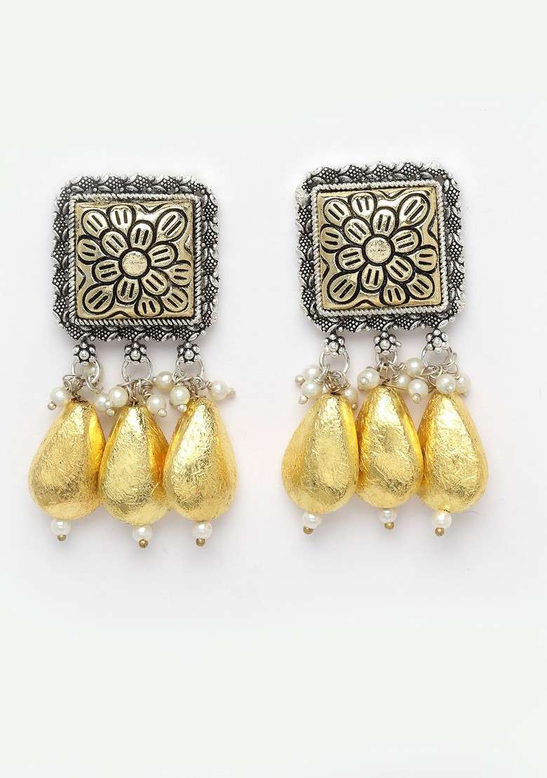 Gold Plated Gold Toned Beaded And Oxidezed Jewellery Set - Indya