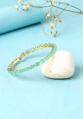 Women Green Gold Plated Crystal Studded Kada Bracelet