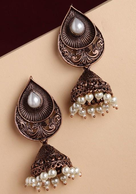 Copper Toned Dome Shaped Jhumkas Earrings