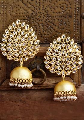 Gold Toned Dome Shaped Jhumkas Earrings