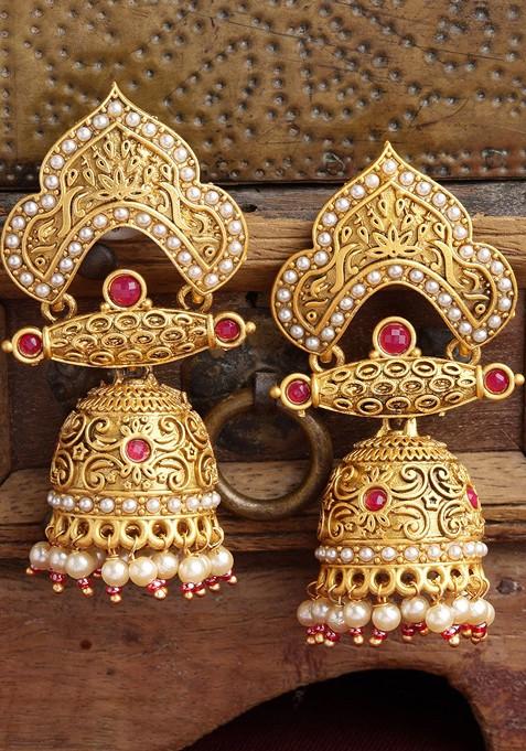 Gold Toned Dome Shaped Jhumkas Earrings