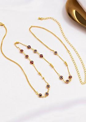 Gold Plated Evil Eye Design Waist Chain