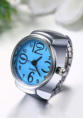 Blue Stretchable Analogue Watch Ring