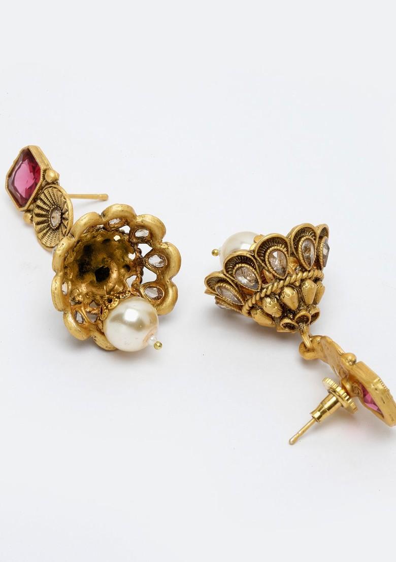Gold Plated And Red Antique Jewellery Set