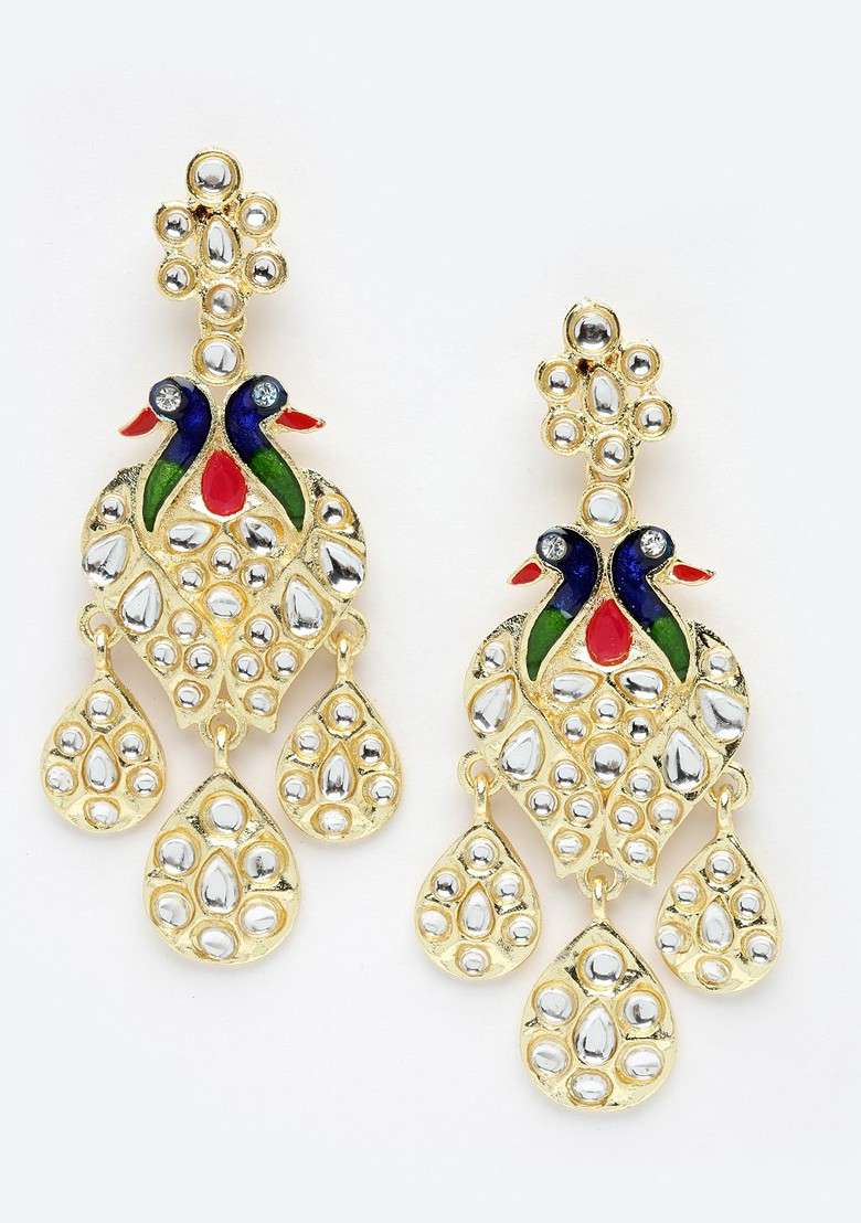 Gold Plated And White Kundan Studded And Pearl Beaded Jewellery Set - Indya