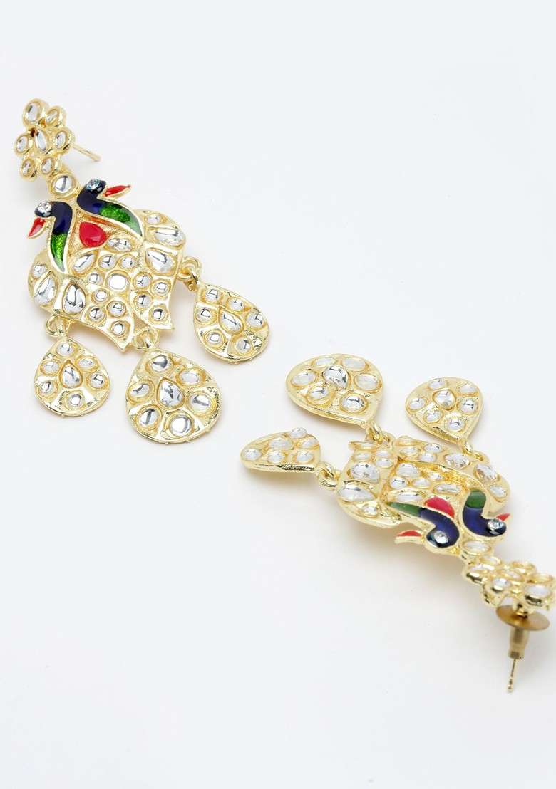 Gold Plated And White Kundan Studded And Pearl Beaded Jewellery Set - Indya