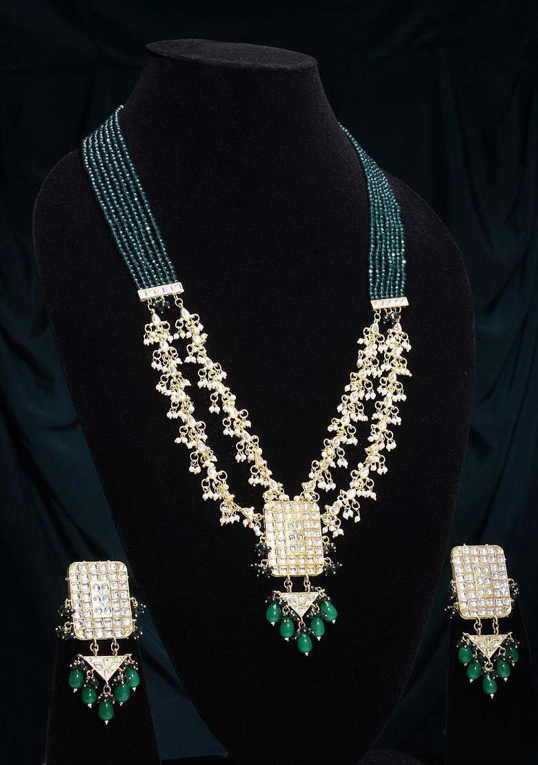 Gold Plated And White Kundan Jewellery Set - Indya
