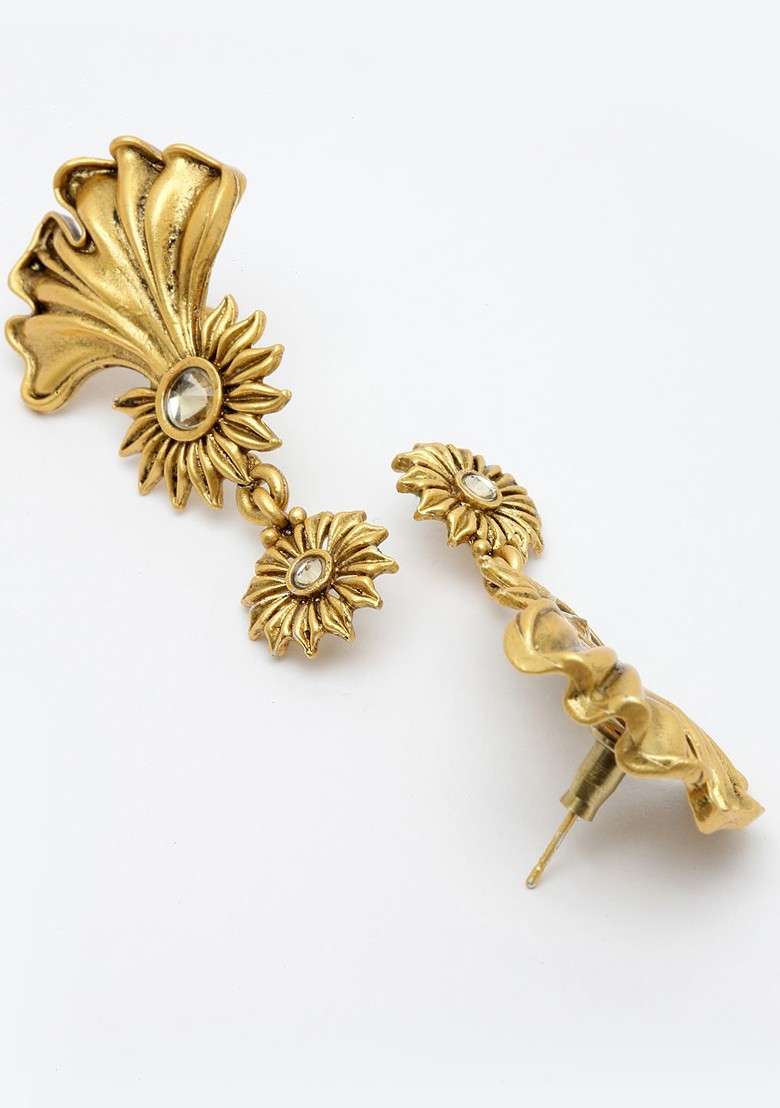 Gold Plated And White Stone Studded And Black Beaded Mangalsutra - Indya