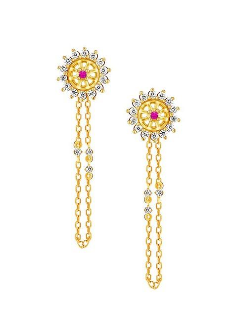 Indya X Giva 925 Sterling Silver Gold Toned Floral Drop Earrings