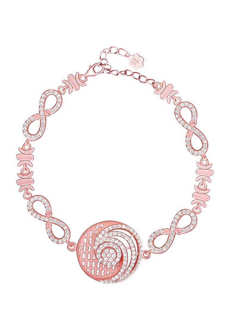 Indya X Giva Rose Gold Plated And White Sterling Silver Cubic Zirconia Link Bracelet