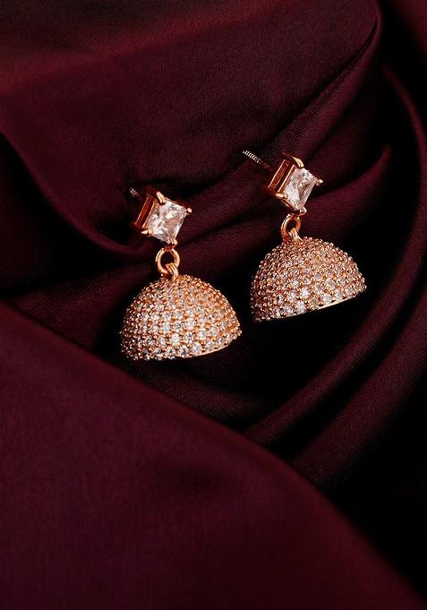 Indya X Giva Rose Gold Rose Gold Plated Contemporary Jhumkas Earrings