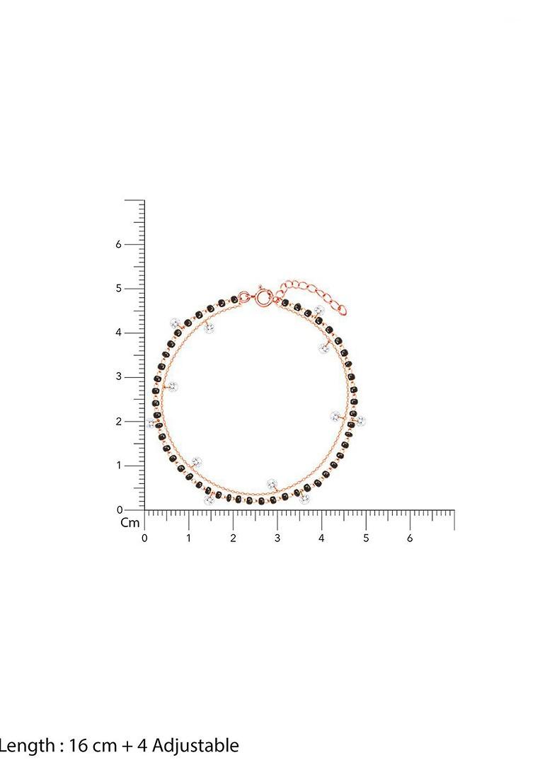 Indya X Giva Rose Gold And Black Sterling Silver Cubic Zirconia Rose Gold Plated Link Bracelet