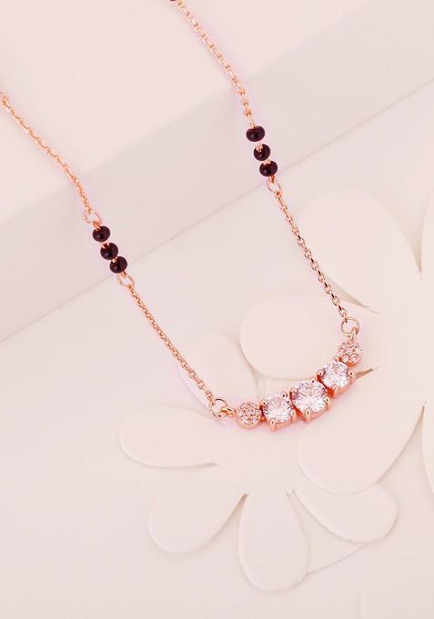 Indya X Giva 925 Sterling Sliver Rose Gold Plated And Stone Studded Mangalsutra