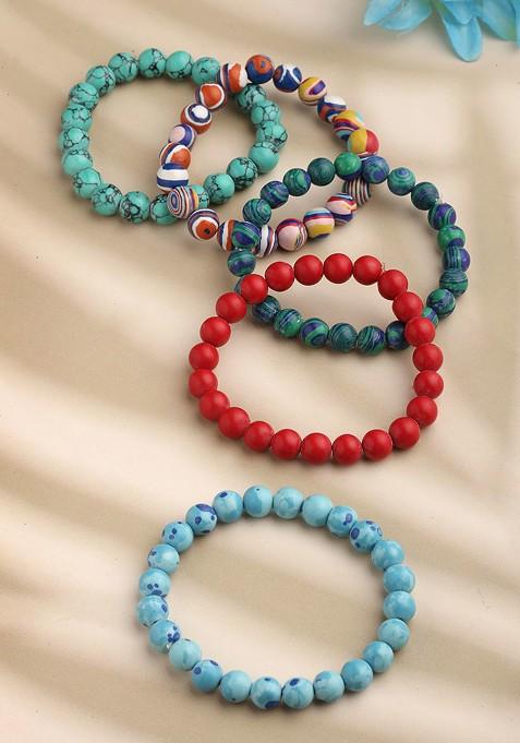 Women Pack Of 5 Artificial Beads Bracelets