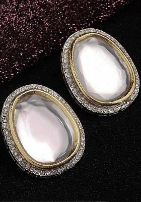 Silver Plated Oval Studs Earrings