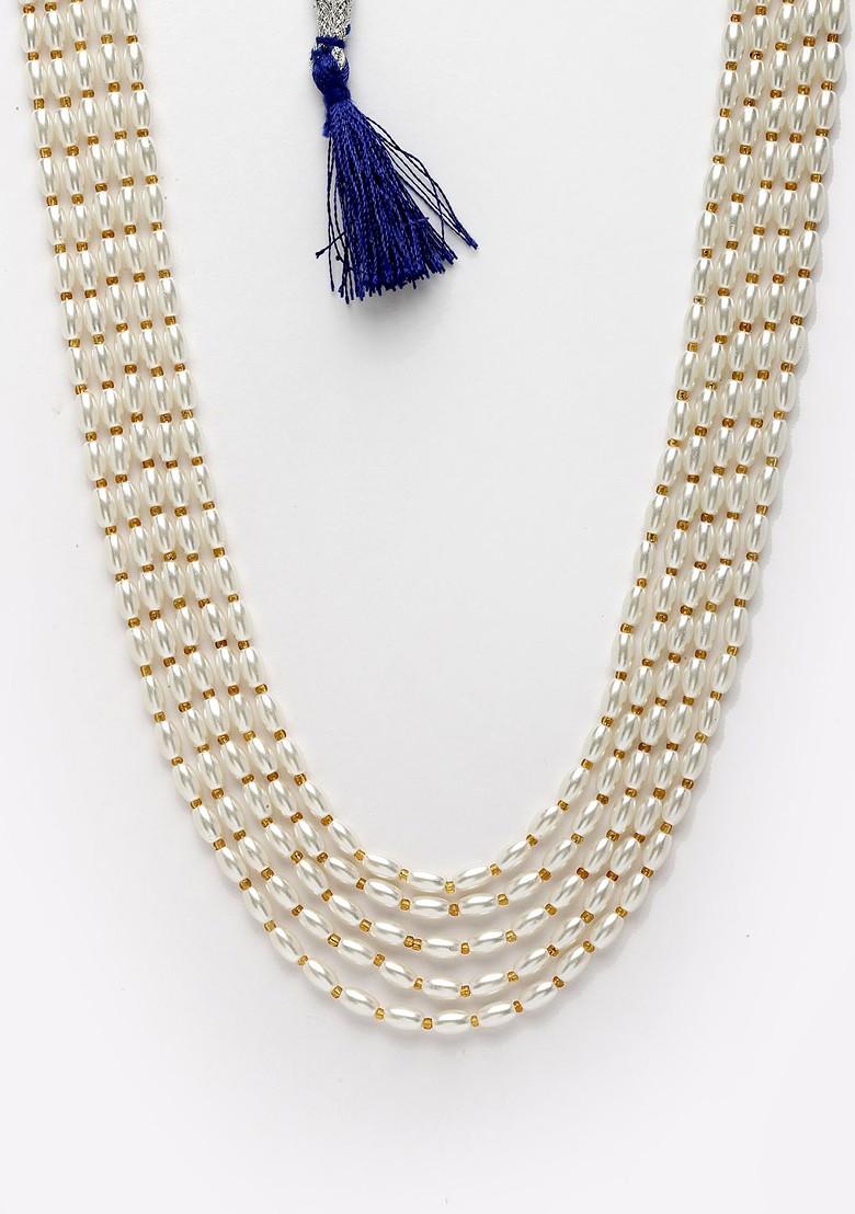 White And Gold Toned Necklace