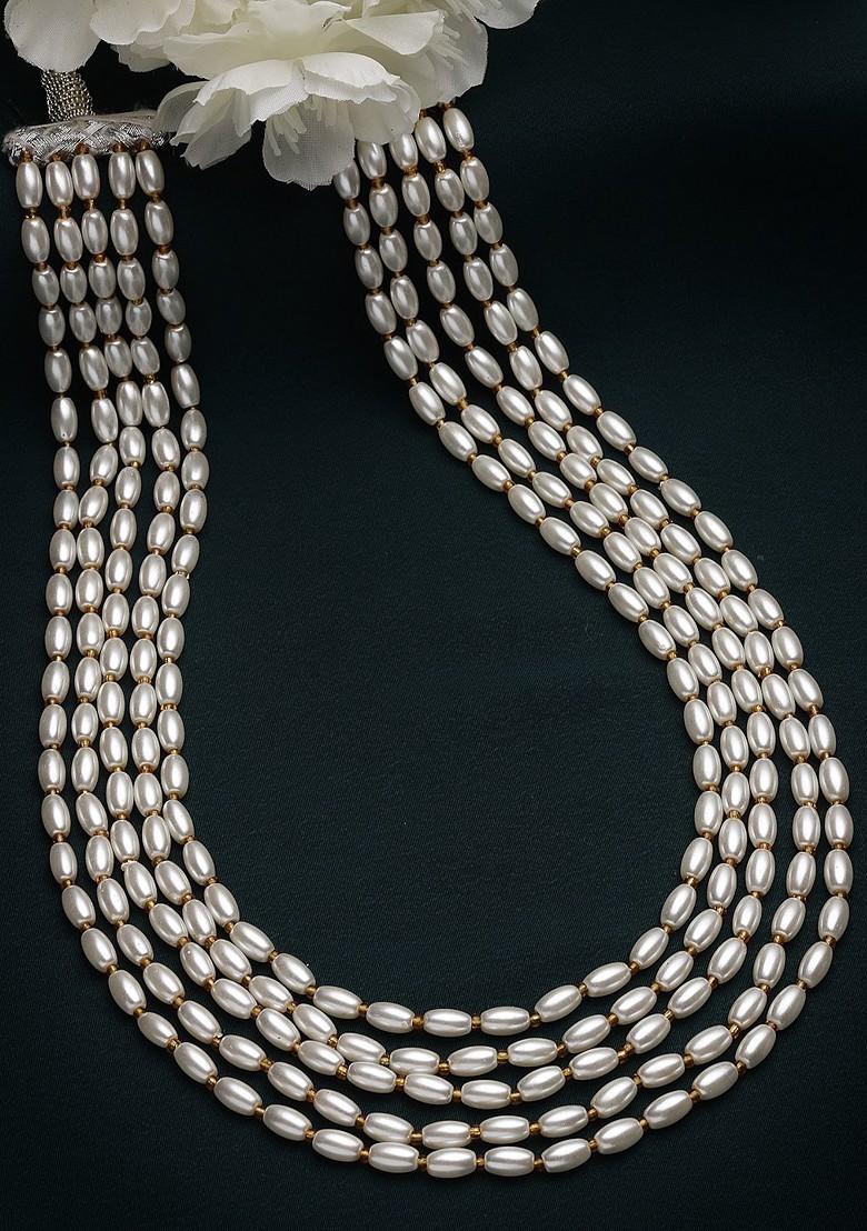 White And Gold Toned Necklace