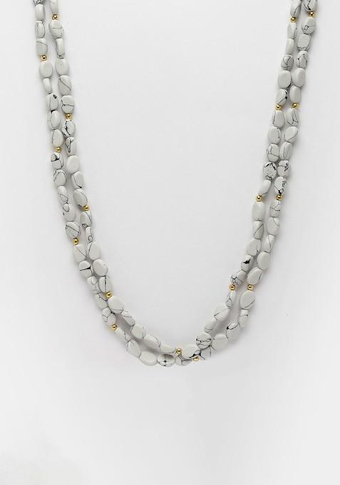 White And Gold Toned Layered Necklace