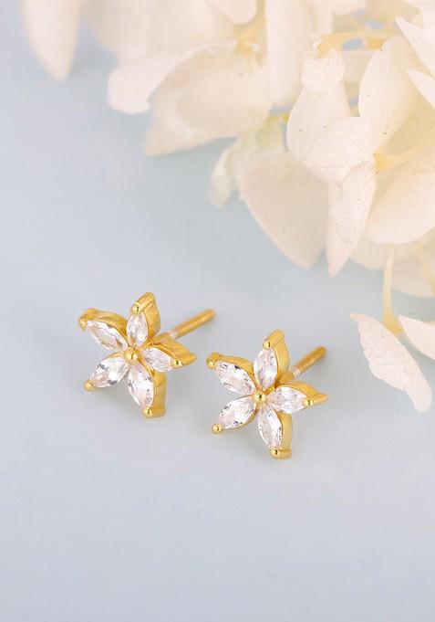 Indya X Giva Gold Plated Floral Studs Earrings