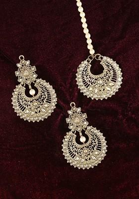 24 CT Gold Plated Stone Studded And Bead Jewellery Set