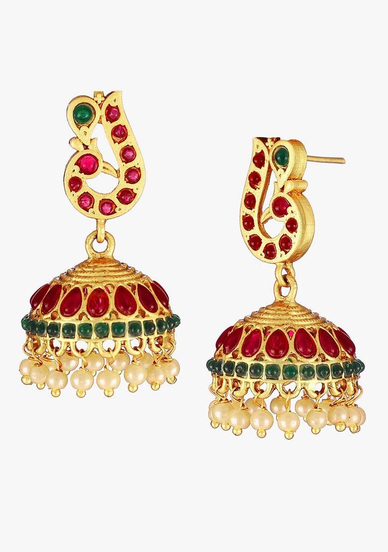 Gold Plated Stone Studded Temple Jewellery Set