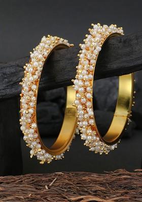 Set Of 2 24 CT Gold Plated Handcrafted Bangles