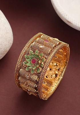 Gold Plated Kundan Studded Bracelet Bangle