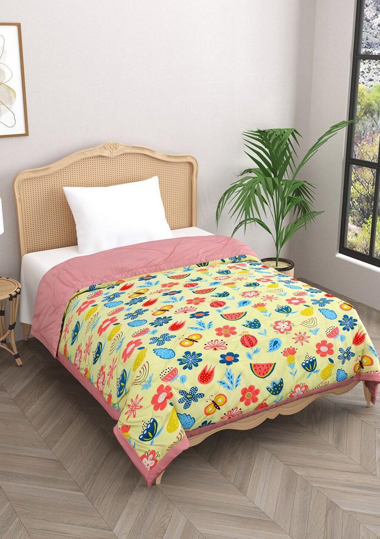 Buy Women Gulaab Jaipur Pink And Yellow Floral Mild Winter Cotton