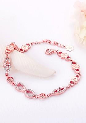 Indya X Giva Sterling Silver Cubic Zirconia Rose Gold Plated Link Bracelet