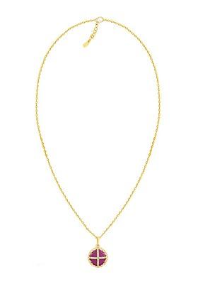 Indya X Giva 925 Sterling Sliver Gold Plated And Stone Studded Royal Regiment Badge Pendant With Link Chain