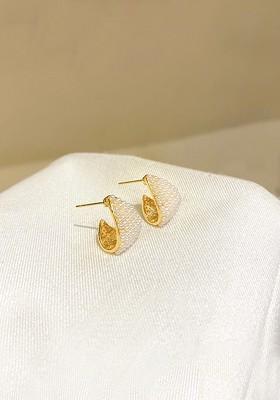 Gold Plated Pearl Studded Contemporary Ear Cuffs