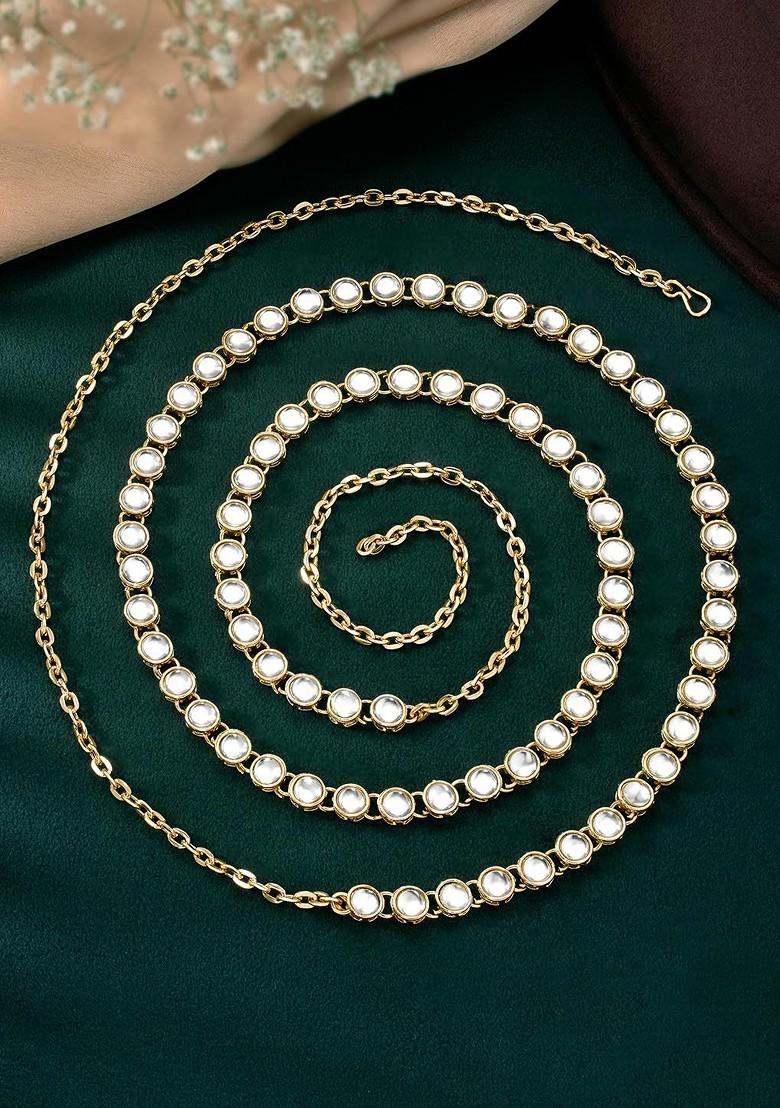 Buy Women White Gold Plated Kundan Studded Kamarband Belly Chain 21309282 Fashion Jewelry Indya