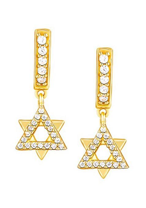 Indya X Giva 925 Sterling Silver And Gold Plated Cubic Zirconia Contemporary Drop Earrings