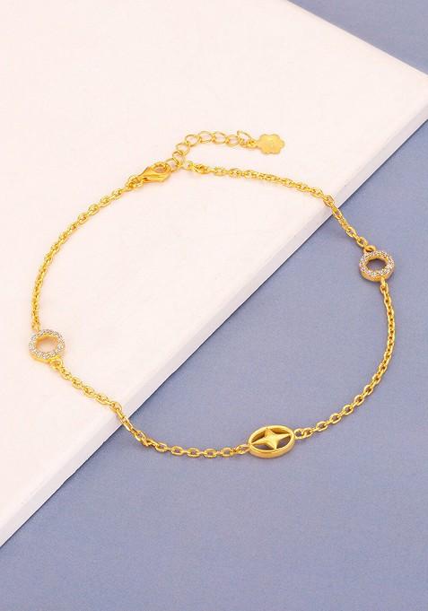 Indya X Giva 925 Sterling Silver Gold Plated Stone Studded Anklet (1 Piece)