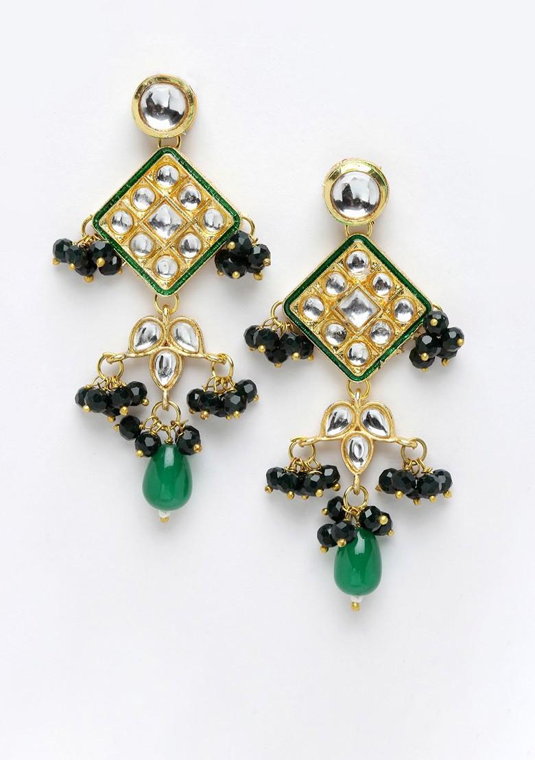 Gold Plated Kundan Studded And Pearl Beaded Jewellery Set - Indya