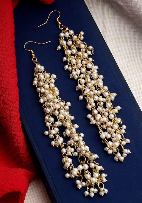 Gold Plated Pearls Studded Classic Ear Chain