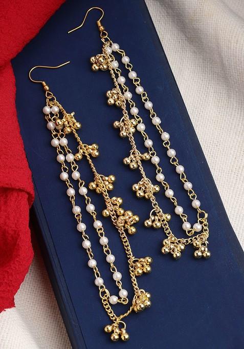 Gold Plated Pearls Studded Classic Ear Chain