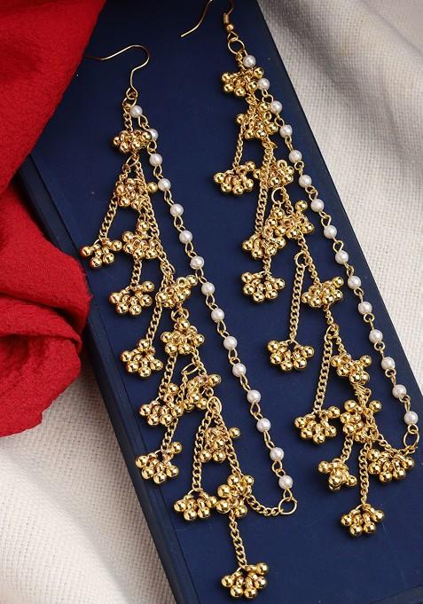 Gold Plated Pearls Studded Classic Ear Chain