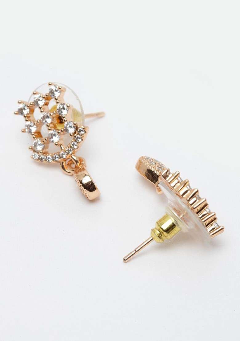 Gold Plated AD Studded Handcrafted Mangalsutra With Earrings - Indya