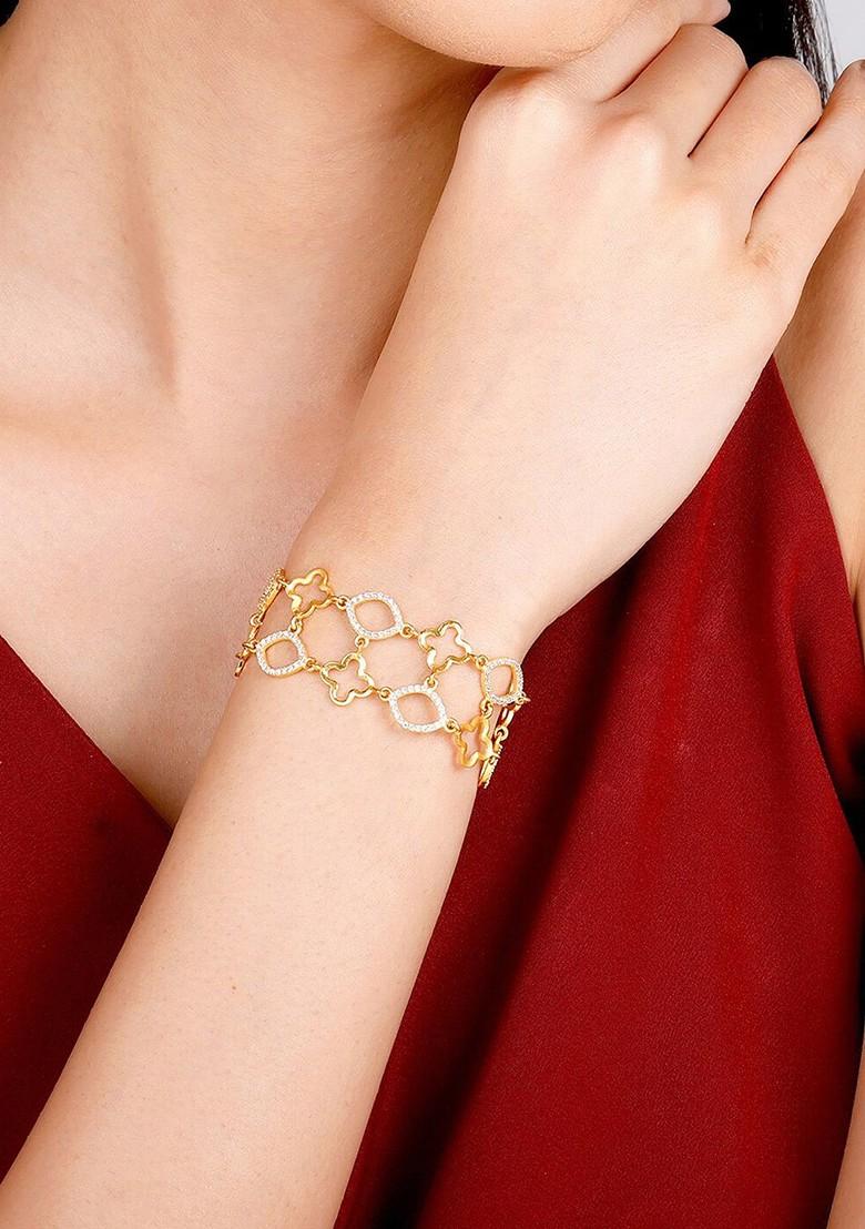 Indya X Giva 925 Sterling Silver Gold Plated Cubic Zirconia Charm Bracelet