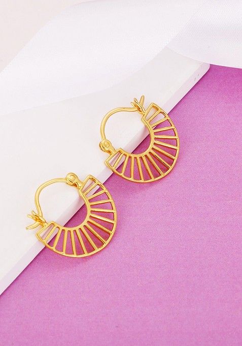 Indya X Giva 925 Sterling Silver Gold Plated Contemporary Hoop Earrings