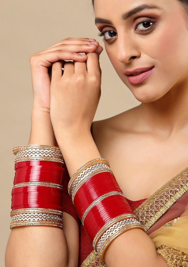 Set Of 72 Gold Plated AD Studded Wedding Chuda Bangles