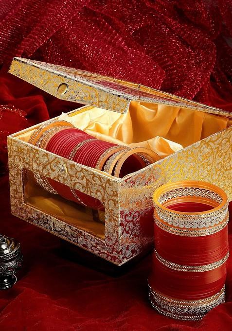 Set Of 72 Gold Plated AD Studded Wedding Chuda Bangles