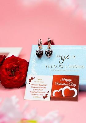 Rose Gold Plated Heart Shaped Drop Earrings