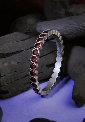 Oxidised Silver Plated Stone Studded Bangle