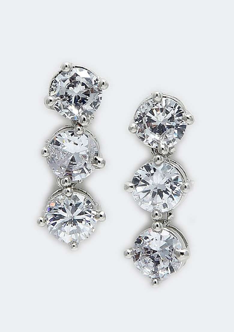 Rhodium Plated And AD Stone Studded  Jewellery Set - Indya